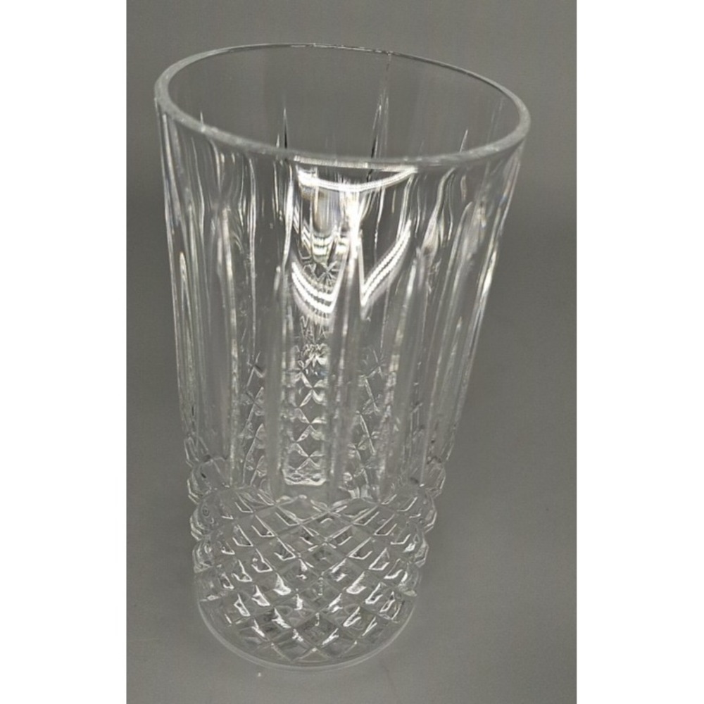 Vintage 6 Crystal Diamond cut glasses 8 oz Heavy, Unmarked
